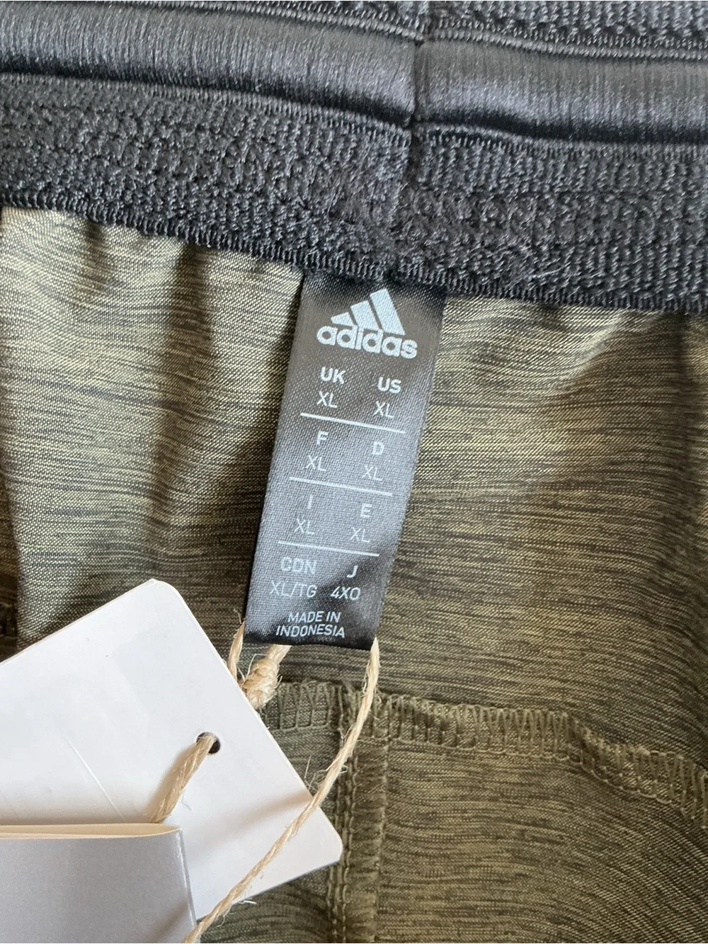 adidas Men's Olive Athletic Shorts with Black Waistband XL